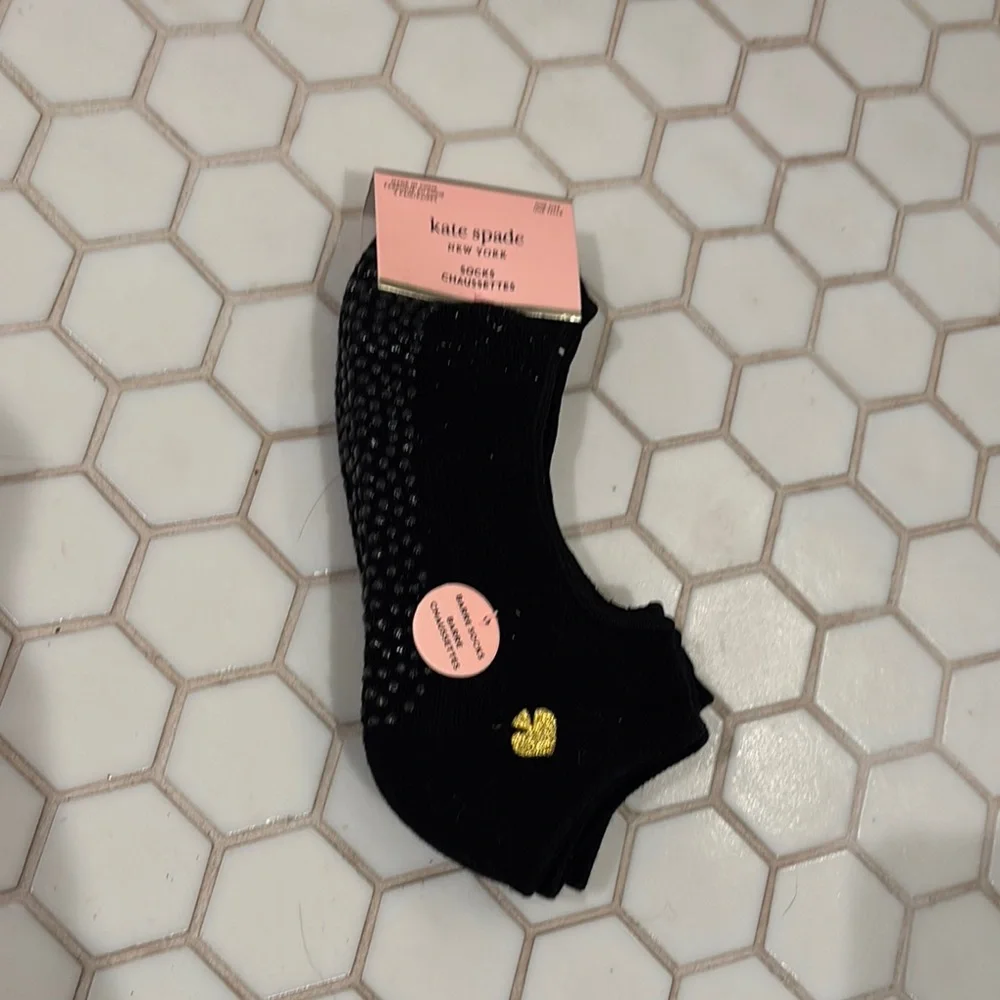 Kate Spade Barre Socks with Gold Spade Logo Black